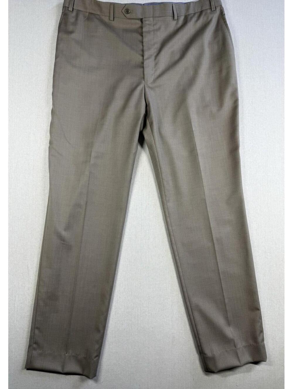 Hart Schaffner Marx Wool Dress Pants 40R (39x30) Grey Moisture Wicking $155 Flat